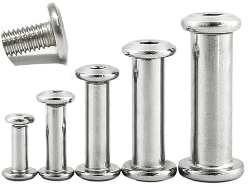 304 Stainless Steel Hexagon Screw Locking Splint Screw Nut Album Butt Account Book Edge Chamfer M3~M10 (Size: M4x14x5 (10Set))