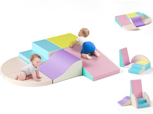 Lischwert Blocs de mousse Équipement Soft Zone Formes Activité Multicolore Jouets pour jeunes enfants (JM301-Macaron)