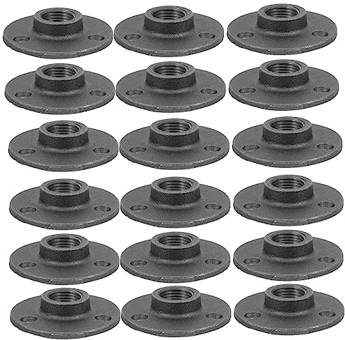 NUOBESTY 20pcs Vintage Threaded Floor Flange Iron Pipe Fittings Industrial Outdoor Garden Fixing Base for Wall and Corner Decoration