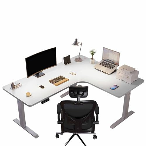 HSSTYLE L-format elektriskt ståbord Höjdjusterbart stående hörnskrivbord Sit Stand Datorbord Hemmakontor Skrivbord Sit Stand