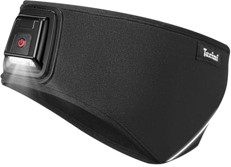 Taximi Ohrenwärmer Stirnband mit Licht - Stirnlampe LED Wiederaufladbar Stirnbänder, Sport Stirnband Damen Winter Warm für Jogging Fahrrad Skifahren (Schwarz)