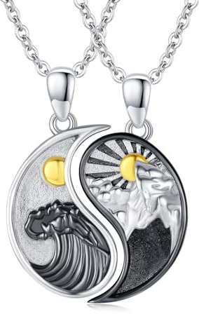 OHAYOO Yin Yang halsband 925 sterlingsilver Yin Yang hänge kedja partnerkedjor för dig och honom vänskapskedja partner kedjor smycken presenter för kvinnor män par