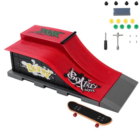 Hominas Fingerboard Skate Park Kit DIY Assembly Mini Finger Skateboard Ultimate Park Set Giocattolo per Bambini Dai 6 Anni in Su, Regalo di Compleanno