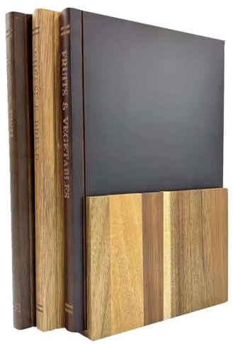Tablas de Cortar Cocina con Forma de Libro en Madera, Tablas de Corte con Soporte, Fáciles de Limpiar y Respetuosas con los Cuchillos Trinchar Tabla para Frutas, Carnes, Verduras
