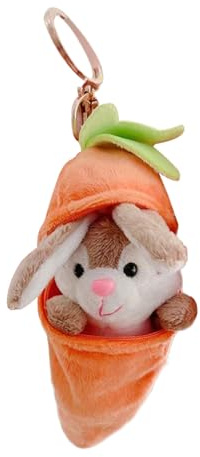 Qiwieod Bunny Pendant in Plush Carrot with Zip, 12 cm Separable Plush Rabbit with Carrot, Soft Doll, Cute Jewellery for Children, Adults, Friends, Family, Colleagues