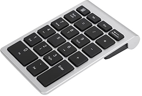 KIMISS Teclado Numérico Inalámbrico para Computadora Portátil RF304 Teclado Numérico de 22 Teclas USB Inalámbrico con Receptor Portátil (Plata Negro)