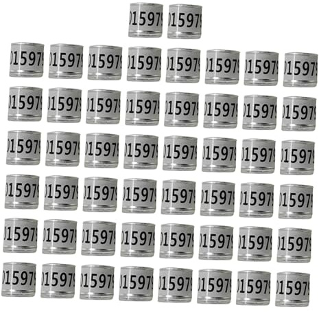 KESOTO 50 Bagues pour Pigeons, Anneaux de Marquage en Aluminium pour Pattes, Bagues D'identification Réutilisables pour L'élevage et Le Dressage des, Blanc