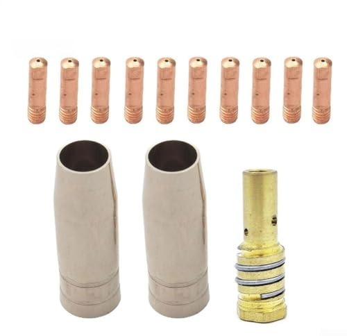 Kit di 13 ugelli per saldatura MIG-14AK, con supporto per punte e punte, adatto per varie attività e applicazioni di saldatura MIG (0,6 mm)