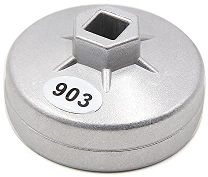 sourcing map 14 Flöten 74mm Ölfilterschlüssel Aluminiumlegierung Ölfilterkappen Satz Ölfilter-Werkzeug Silber