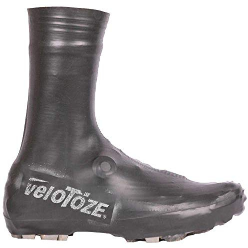 veloToze Tall Gravel Shoe Cover - MTB Overshoes Protect Cycling Shoes on Gravel Trails and Mountain Bike Rides - Protects Shoes and Feet from Rain Black