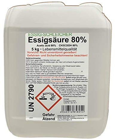 Schleicher’s Essigsäure 80% Lebensmittelqualität 5 kg Kanister