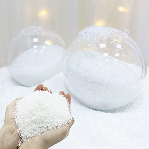 TURNMEON 10 Ounces Artificial Snow Powder Christmas Tree Decorations, Sparkling Faux Fake Snow Dry Plastic Snowflakes for Xmas Christmas Decorations, Village Displays, Slime, Holiday Winter Crafts