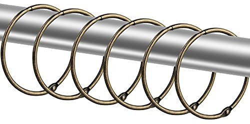 Anillos de cortina de ducha, ganchos decorativos inoxidables para cortina de ducha, ganchos redondos de metal, para barra de ducha de baño, paquete de 24 (bronce)