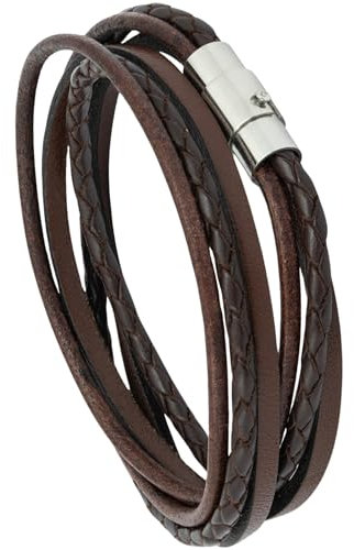 Simaru Armband echtes Leder mit Edelstahl Magnetverschluss, Unisex Lederarmband Made in EU, Wickelarmband für Damen & Herren, hautfreundlich