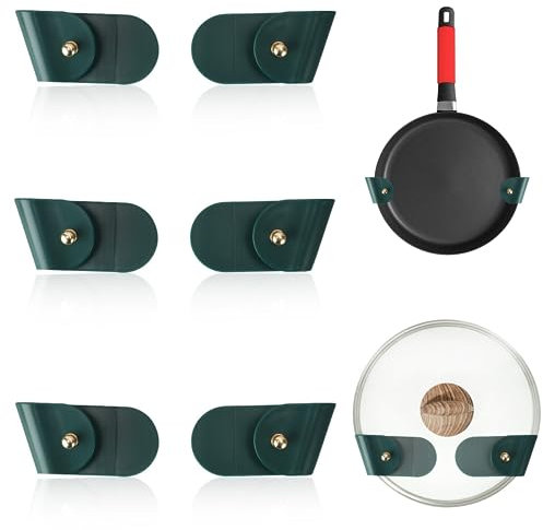 6Pcs Self Adhesive Pot Lid Holder Firmly Wall Mount Pot Lid Holder Rack for Kitchen Mounted on Cabinet Door Cupboard Organise Pan Lids Saucepan Lid Chopping Boards Plates Save Space