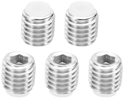 PATIKIL M10x10mm Nylon Tip Grub Screw, 5 Pack Metric Hex Socket Head Cup Point Anti Slip Set Screws Internal Hex Drive Hardware, 304 Stainless Steel