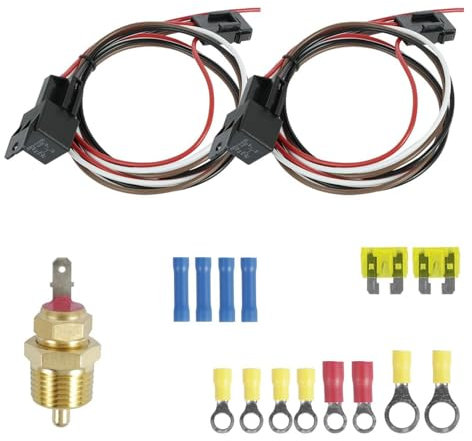 Ventilateur électrique de voiture - Faisceau de câbles - Interrupteur à capteur de thermostat - Avec réglage de la température - Pour le refroidissement du moteur de voiture - Kit de ventilateur