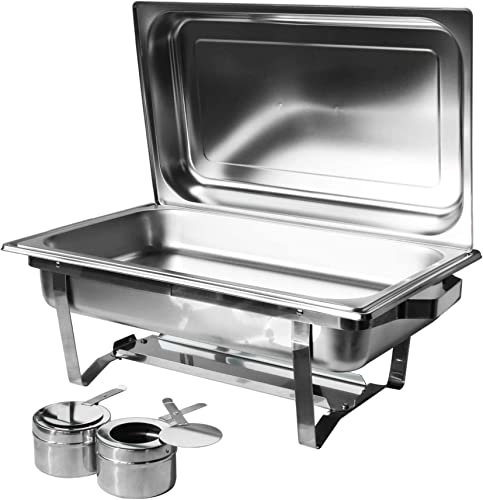 Chafing Dish de Acero Inoxidable, Juego de Chafing Dish Calentador de Alimentos Buffet Chafing Dish Set para Catering Calentador de Buffet con Marco Plegable, para Catering Buffet