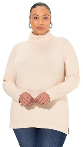 Ulla Popken Damen große Größen Übergrößen Plus Size Rollkragenpullover, breite Rippbündchen, Langarm