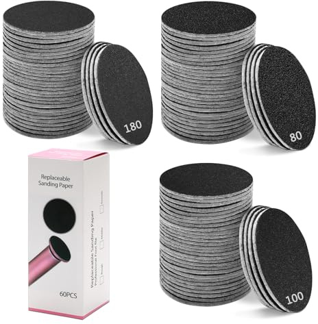 COITEK 180 discos de recambio de papel de lija de repuesto para removedor de callos eléctrico de pies, lima de pie de repuesto de papel de lija de grano 60, 100, 180 para eliminar la piel dura muerta