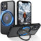 Telaso Funda para iPhone 12 mini, compatible con MagSafe, soporte invisible giratorio 360°, magnética funda para iPhone 12 mini, translúcida mate, antihuellas, antigolpes y antiarañazos, negro