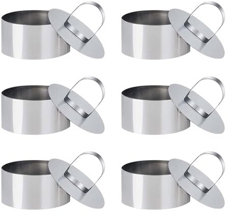 Juego de 6 anillos de postre de acero inoxidable profesionales para hornear anillos de moldeo de alimentos, anillos de pastelería para postres y pasteles