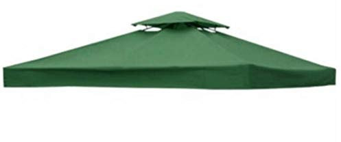 Toit de tonnelle imperméable de 3 x 3 m, protection UV 300D, couverture de pavillon à 2 niveaux pour extérieur, jardin, cour, terrasse, camping, randonnée – Vert (cadre non inclus)