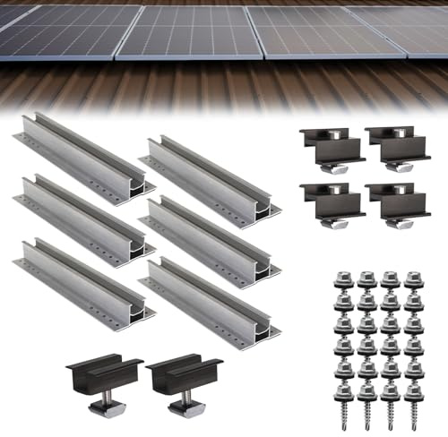 Becker Tech Photovoltaik Trapezblechdach Montageset für 2 Module | Geschäftskunden Steuersatz 19% | Befestigung Trapezblech Solarmodul Halterung PV Montagesystem Aluminium, Modulanordnung:Horizontal