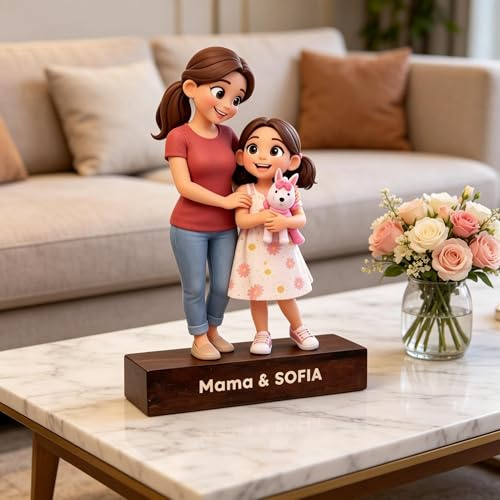 SOUFEEL Figura Personalizada con Foto & Texto Regalo Día de la Madre Regalos Personalizados para Madres Mama Mujer Placa con Efecto 3D Marco Foto Personalizado para Mamá