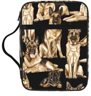 DIEzig Sac de rangement polyvalent avec plusieurs poches pour livre, tablette et stylo Motif berger allemand