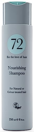 72 Hair Vegan Nourishing Shampoo, Sulphate and Paraben Free Anti Frizz Treatment, 250ml