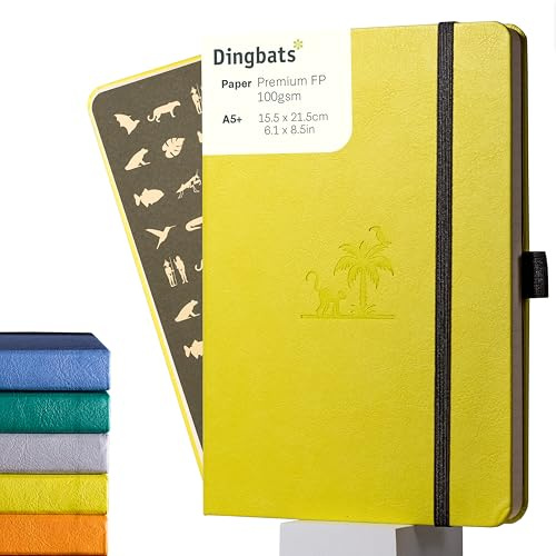 Dingbats* Earth Dotted Journal Notebook A5 - Vegan Leather, Hardcover, Ideal for Work, Travel - Pocket, Elastic Closure, Bookmark