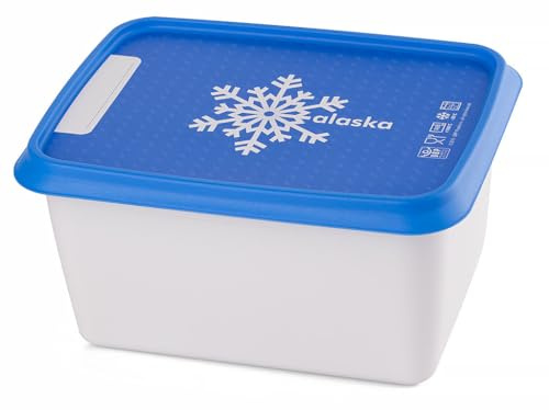 Amuse Alaska A-000078 Gefrierdosen / Frischhaltedosen-Set zum Einfrieren als Aufbewahrungsboxen, in Profi-Qualität, eckig, 3 x 1000 ml blaue Vorratsdosen luftdicht