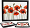 Large Wooden Soft Padded Cushioned Bean Bag Lap Dinner Laptop Food TV Tray (Poppies)