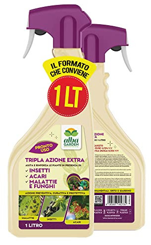 Albagarden - Tripla Azione Naturale - Insetticida - Fungicida - Acaricida Per Piante Pronta All'Uso A Base Di Equiseto E Ortica - Spray Biologico X 1 Lt