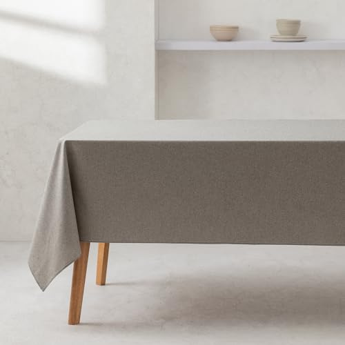 GAMUSI Mantel Liso Tela algodón orgánico Rectangular Color Gris Oscuro 140x100 cm