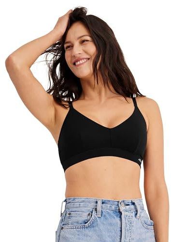 Jockey Women's Bra Organic Cotton Stretch Triangle Bralette, Black Night, L