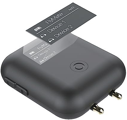 eppfun Fly01 Bluetooth Flugzeug Adapter, APTX-LL/APTXHD Bluetooth Audio Transmitter, Bluetooth Sender mit Flugzeug-Adapter für Ohrhörer/Kopfhörer