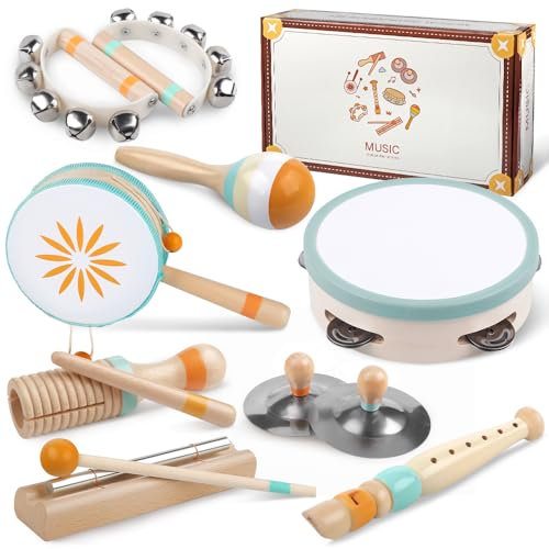 Toddlers Musical Instruments-Baby Montessori Wooden Musical Toys for Toddlers 1-3 Year Old,Kids Percussion Instruments Toy for 1 Year Boy&Girls,Christmas Birthday Gift for 1-3-5+ Year Old