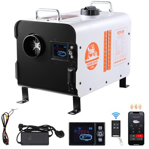 VEVOR 8 kW Dieselheizung 12 V / 24 V All in One Diesel-Luftheizung mit Bluetooth-App-Steuerung & Fernbedienung & Anzeigebildschirm & CO-Alarm, schnell aufheizende tragbare Dieselheizung für Fahrzeuge