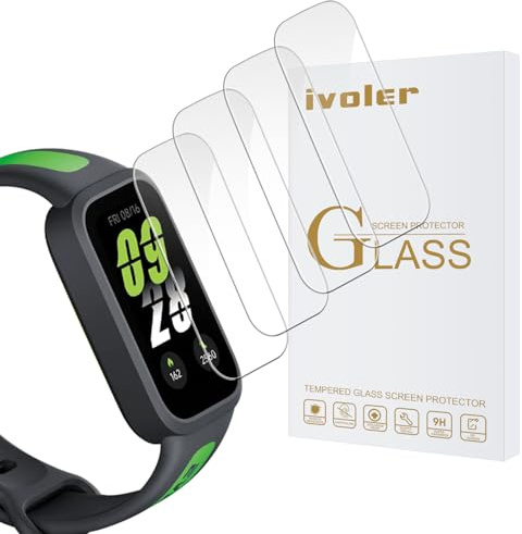 ivoler Skärmskydd i härdat glas för Xiaomi Smart Band 9 Active/Xiaomi Redmi Band 3, 9H hårdhet, 4 styck