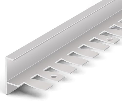 Tiras de Extremo de Azulejos de Perfil F 135 CM - 2 Piezas, Protección de Bordes Exteriores para Sala de Estar, Balcón y Baño - Perfiles de Azulejos Impermeables y Duraderos para Acabados Pr