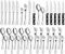 TAN REN Besteck Set 6 Personen, 36-teiliges Edelstahl Besteckset(Silber) mit Steakmesser, Elegantes Essbesteck mit Messer Gabel Löffel, Cutlery Set für Haus/Küche/Restaurant