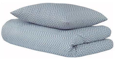Uncover by Schiesser Bettwäscheset Grebur | 2-teilig | Zickzack | Fischgrat | Renforcé | 100% Baumwolle | Oeko-TEX | Reißverschluss | 135x200cm + 80x80cm | Hellblau