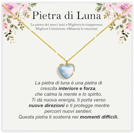 Bramart Collana Pietra di Luna Regali per lei in Argento Sterling 925 Idea Regalo per Ragazza Natale Compleanno Collane Figlia Mamma Sorella – Cofanetto DEDICA incluso (Cuore pietra di luna oro)