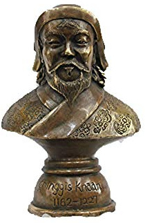 H3TF5J Detaljer om Kina ren brons Genghis Khan byststaty snidade gynnsamma blommor
