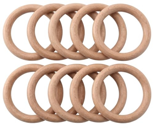 Bitleksak trä bitringar för bebisar trä bitringar 10 st trä tandringar naturlig bok baby bitringar 70 mm diameter naturlig färg