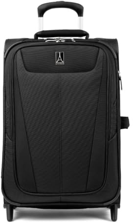 Travelpro Maxlite 5 Softside Expandable Upright 2 Wheel Checked Medium Luggage, Lightweight, 26-Inch — Black