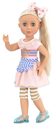 Glitter Girls - 36cm Modepuppe - Blonde Haare und Leuchtend Blaue Augen - Rosa Kleid und Schürze - Sweet Shop Outfit - ab 3 Jahre - Chrissy