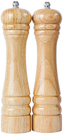 DeroTeno Macina Sale e Pepe, Macinino in ceramica dura e regolabile, Legno di gomma, Altezza 21 cm
